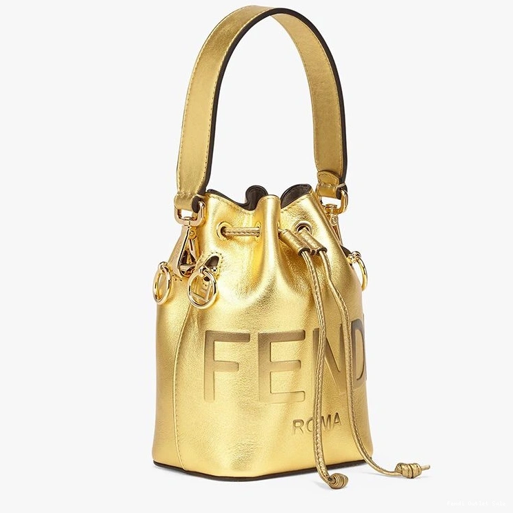 Cheap Bag Leather Fendi Logo ROMA Mini Calf Mon Tresor Gold In Bucket 0822